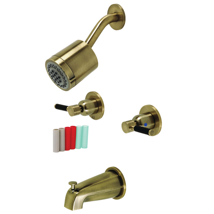 Kingston Sona KBX8143DKL - Kaiser Double-Handle Tub and Shower Faucet, Antique Brass