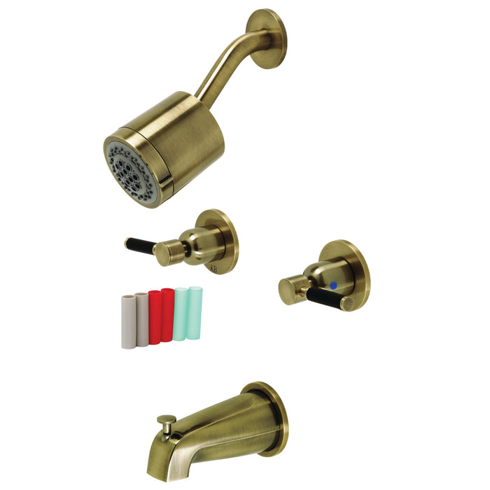 Kaiser KBX8143DKL Two-Handle 4-Hole Wall Mount Tub and Shower Faucet, Antique Brass