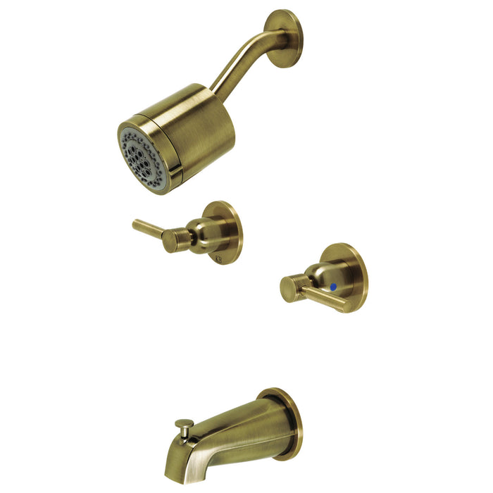 Concord KBX8143DL Two-Handle 4-Hole Wall Mount Tub and Shower Faucet, Antique Brass