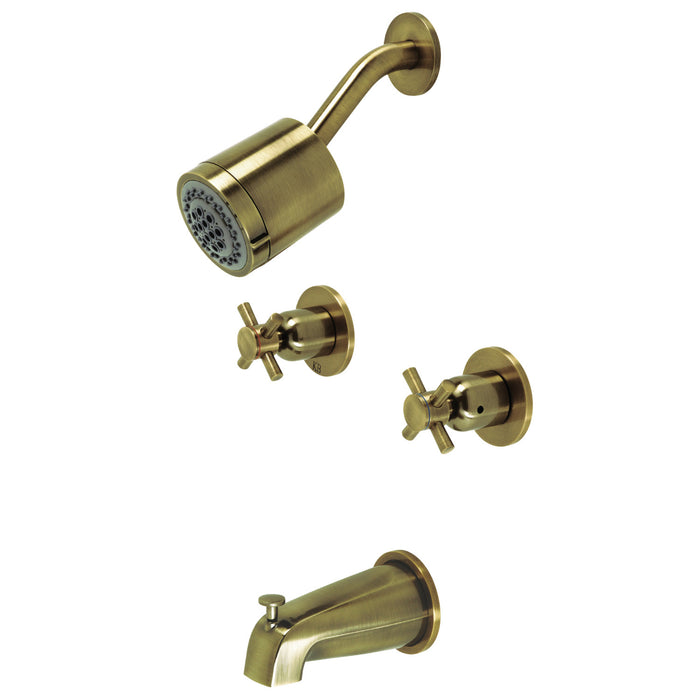 Concord KBX8143DX Two-Handle 4-Hole Wall Mount Tub and Shower Faucet, Antique Brass