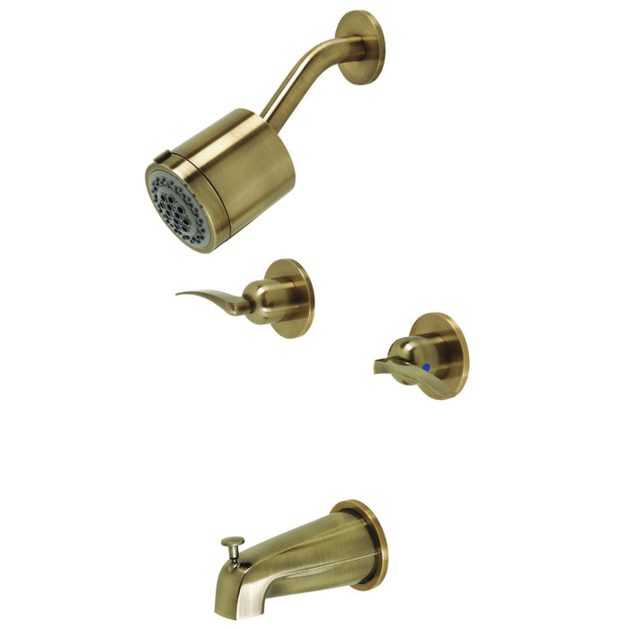 Centurion KBX8143EFL Two-Handle 4-Hole Wall Mount Tub and Shower Faucet, Antique Brass