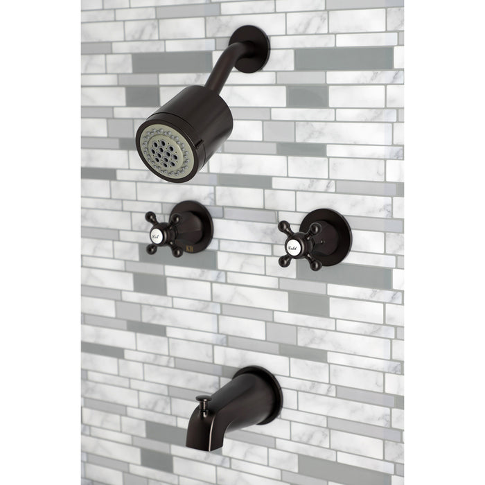 Metropolitan KBX8145BX Two-Handle 4-Hole Wall Mount Tub and Shower Faucet, Oil Rubbed Bronze