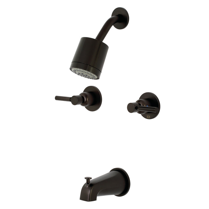 Concord KBX8145DL Two-Handle 4-Hole Wall Mount Tub and Shower Faucet, Oil Rubbed Bronze