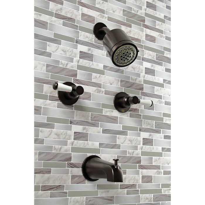 Kingston Tulare KBX8145DPL - Paris Double-Handle Tub and Shower Faucet, Oil Rubbed Bronze