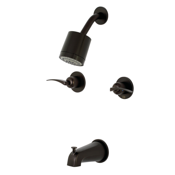 Centurion KBX8145EFL Two-Handle 4-Hole Wall Mount Tub and Shower Faucet, Oil Rubbed Bronze