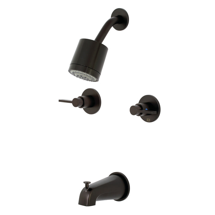 NuvoFusion KBX8145NDL Two-Handle 4-Hole Wall Mount Tub and Shower Faucet, Oil Rubbed Bronze
