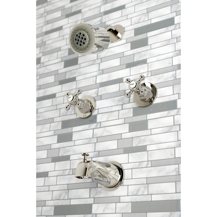 Metropolitan KBX8146BX Two-Handle 4-Hole Wall Mount Tub and Shower Faucet, Polished Nickel