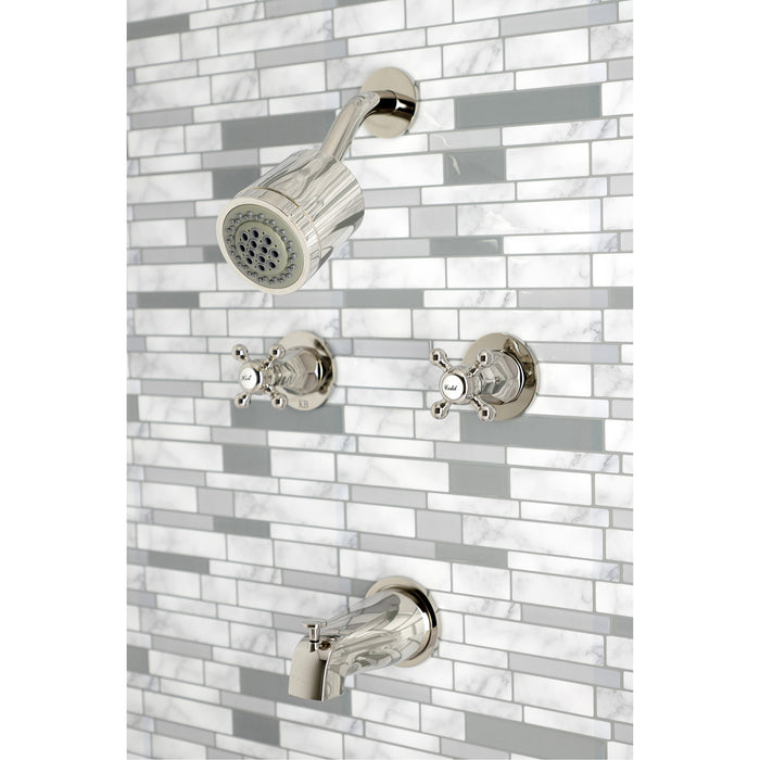 Kingston Tulare KBX8146BX - Metropolitan Double-Handle Tub and Shower Faucet, Polished Nickel