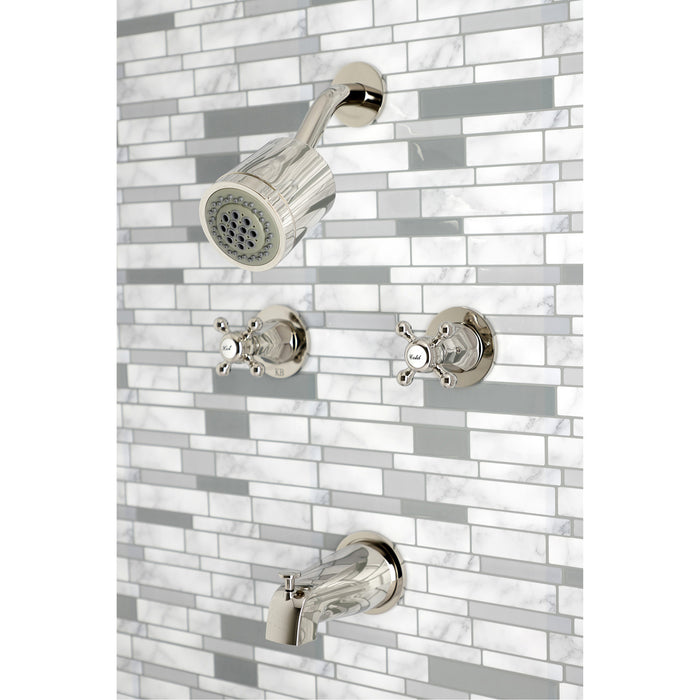 Metropolitan KBX8146BX Two-Handle 4-Hole Wall Mount Tub and Shower Faucet, Polished Nickel