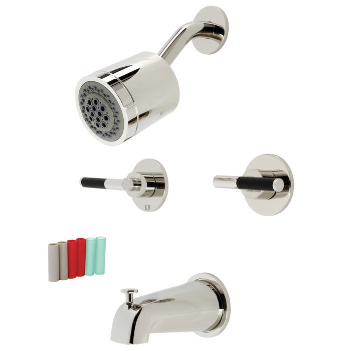 Kaiser KBX8146CKL Two-Handle 4-Hole Wall Mount Tub and Shower Faucet, Polished Nickel