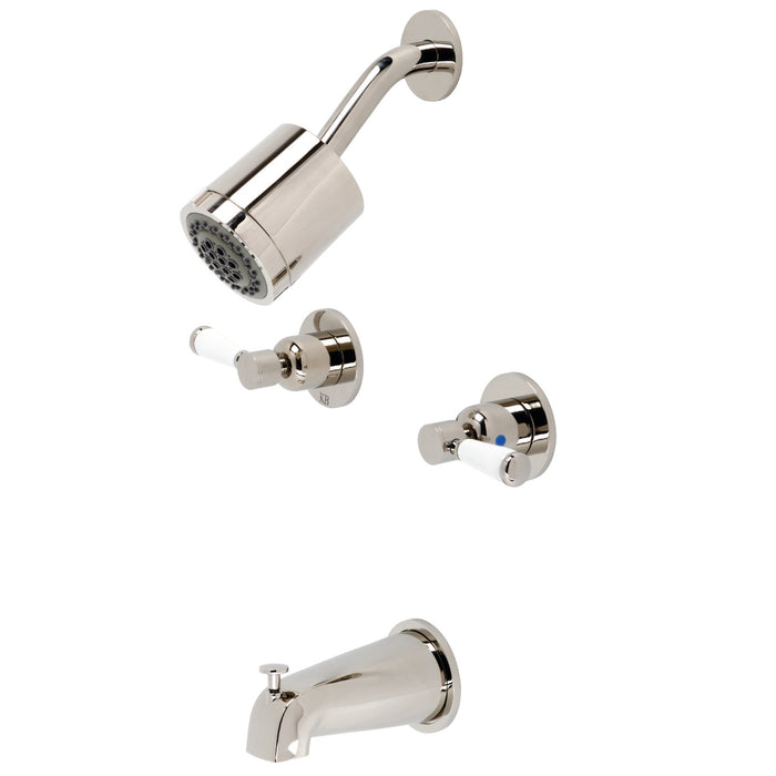 Kingston Tulare KBX8146DPL - Paris Double-Handle Tub and Shower Faucet, Polished Nickel
