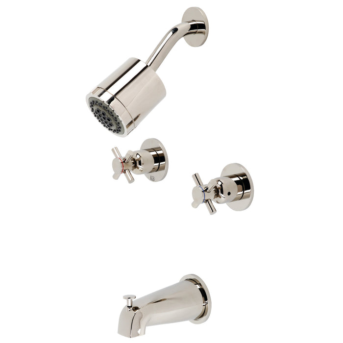 Concord KBX8146DX Two-Handle 4-Hole Wall Mount Tub and Shower Faucet, Polished Nickel