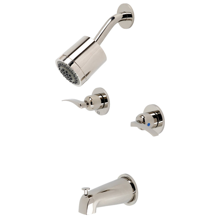 Centurion KBX8146EFL Two-Handle 4-Hole Wall Mount Tub and Shower Faucet, Polished Nickel