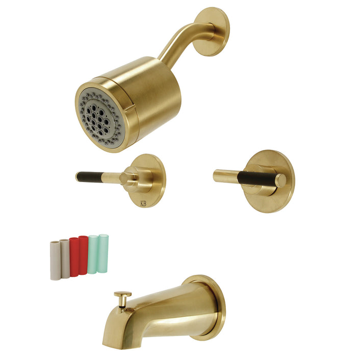 Kaiser KBX8147CKL Two-Handle 4-Hole Wall Mount Tub and Shower Faucet, Brushed Brass