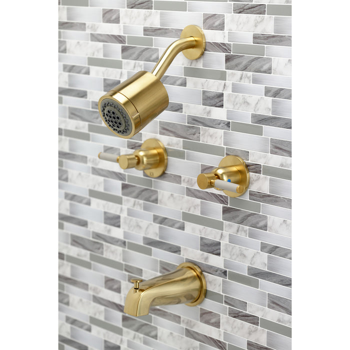 Kingston Sona KBX8147DKL - Kaiser Double-Handle Tub and Shower Faucet, Brushed Brass