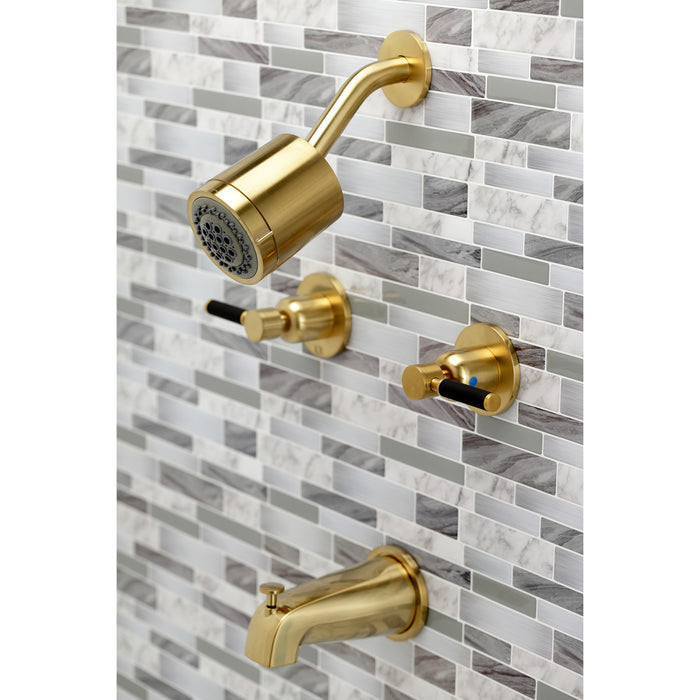 Kingston Sona KBX8147DKL - Kaiser Double-Handle Tub and Shower Faucet, Brushed Brass