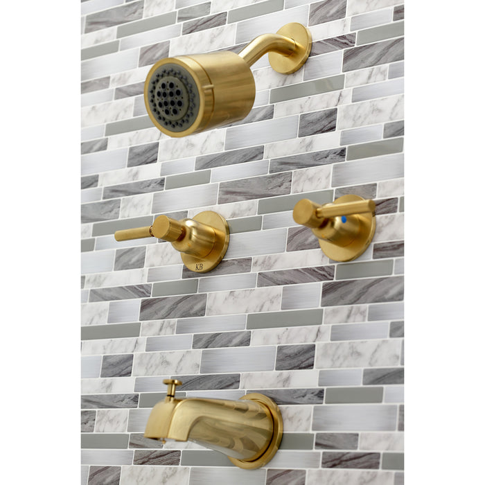 Concord KBX8147DL Two-Handle 4-Hole Wall Mount Tub and Shower Faucet, Brushed Brass