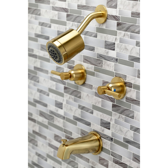 Concord KBX8147DL Two-Handle 4-Hole Wall Mount Tub and Shower Faucet, Brushed Brass