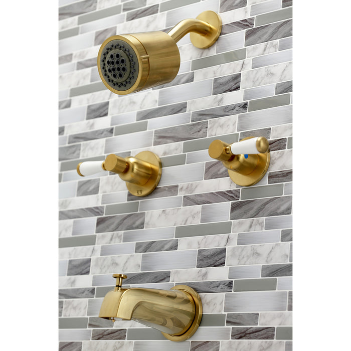 Kingston Tulare KBX8147DPL - Paris Double-Handle Tub and Shower Faucet, Brushed Brass