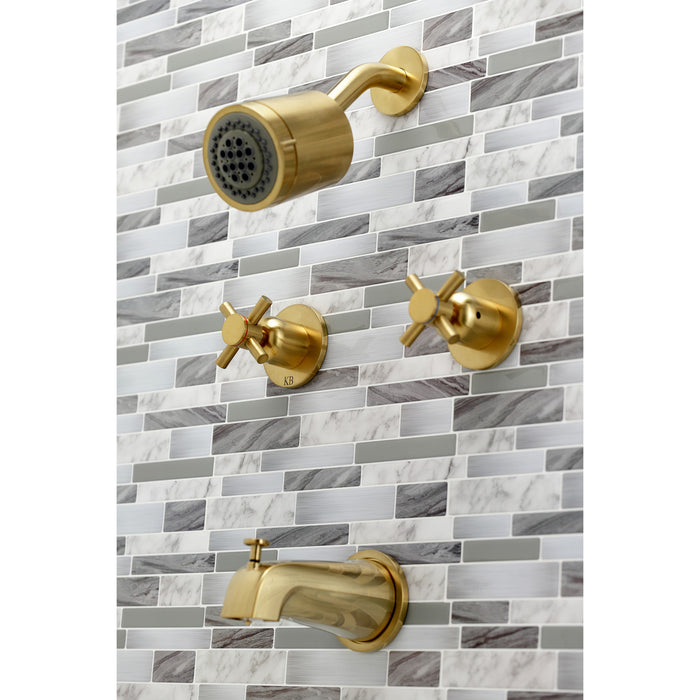 Concord KBX8147DX Two-Handle 4-Hole Wall Mount Tub and Shower Faucet, Brushed Brass