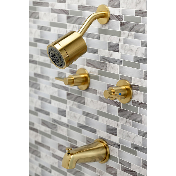 Kingston Sona KBX8147NDL - NuvoFusion Double-Handle Tub and Shower Faucet, Brushed Brass