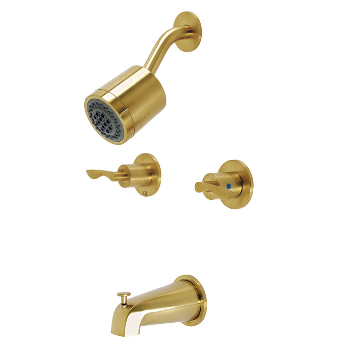 Serena KBX8147SVL Two-Handle 4-Hole Wall Mount Tub and Shower Faucet, Brushed Brass