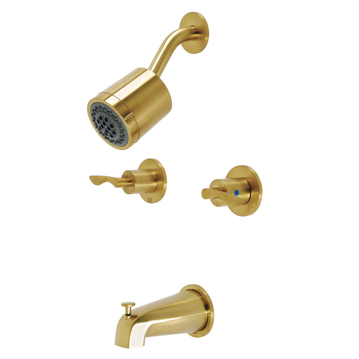 Kingston Tulare KBX8147SVL - Serena Double-Handle Tub and Shower Faucet, Brushed Brass