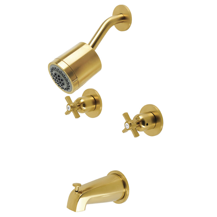 Millennium KBX8147ZX Two-Handle 4-Hole Wall Mount Tub and Shower Faucet, Brushed Brass