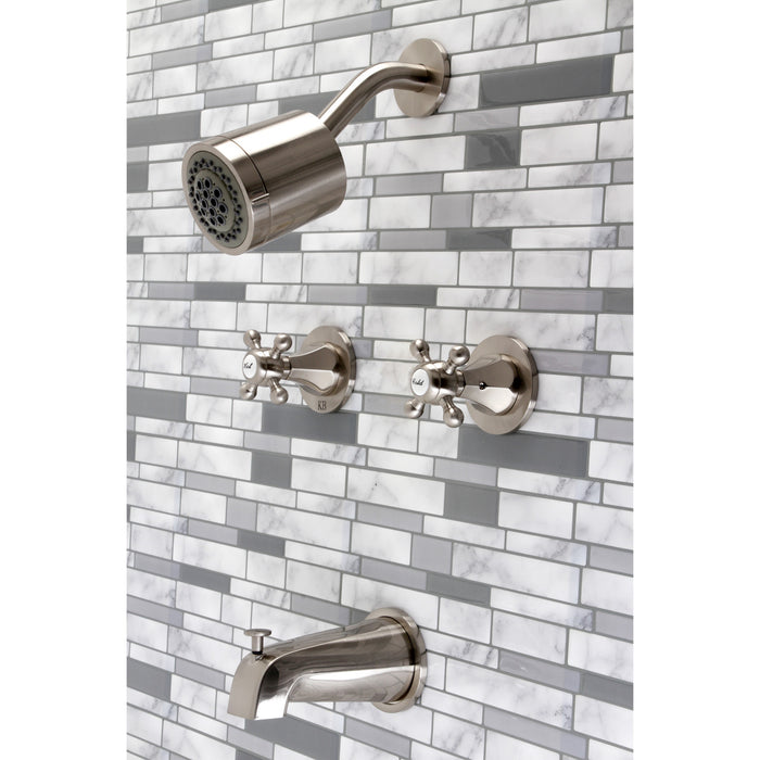 Metropolitan KBX8148BX Two-Handle 4-Hole Wall Mount Tub and Shower Faucet, Brushed Nickel