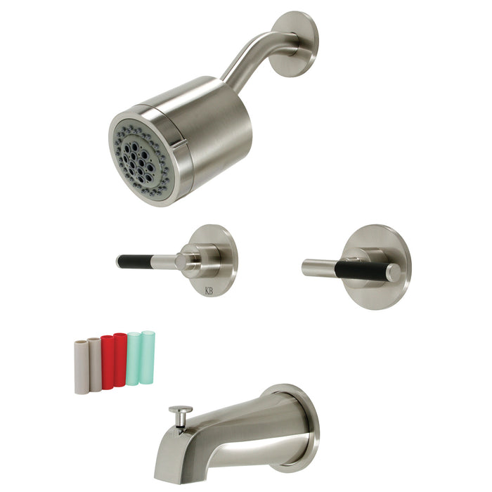 Kaiser KBX8148CKL Two-Handle 4-Hole Wall Mount Tub and Shower Faucet, Brushed Nickel
