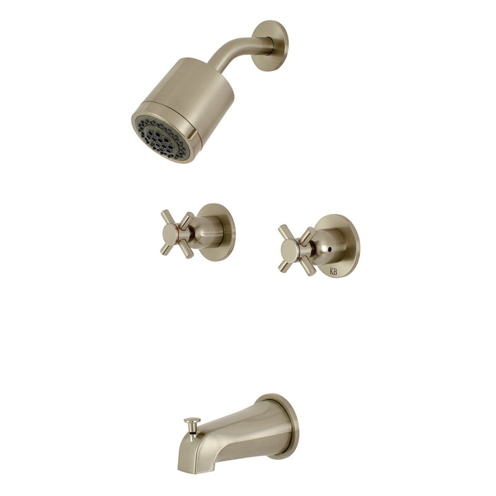 Concord KBX8148DX Two-Handle 4-Hole Wall Mount Tub and Shower Faucet, Brushed Nickel