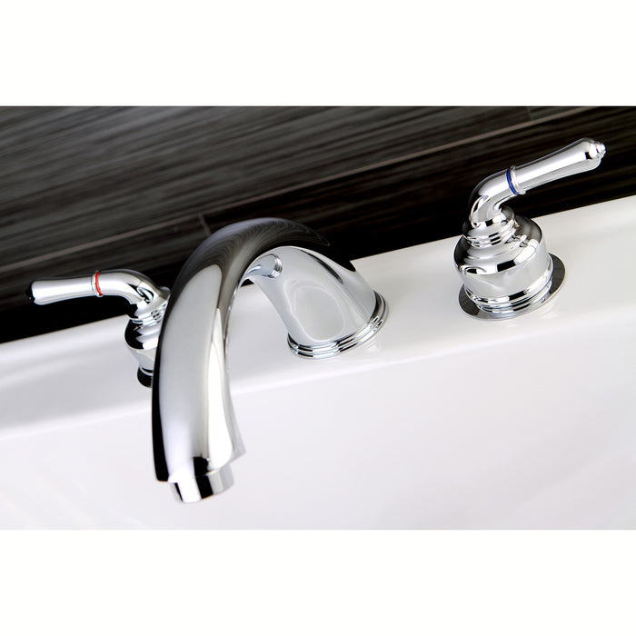 Kingston Tulare KC361 - Magellan Two-Handle 3-Hole Deck Mount Roman Tub Faucet, Polished Chrome