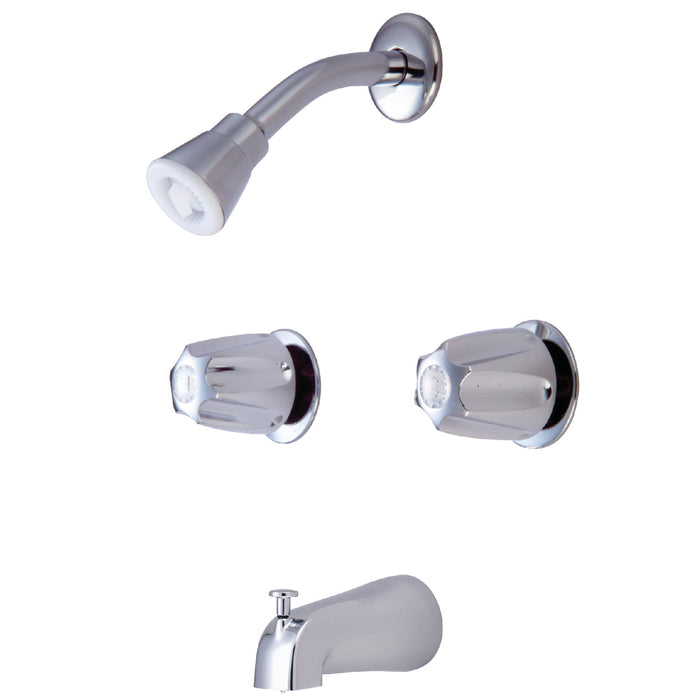 Generic KF112 Two-Handle 4-Hole Wall Mount Tub and Shower Faucet, Polished Chrome
