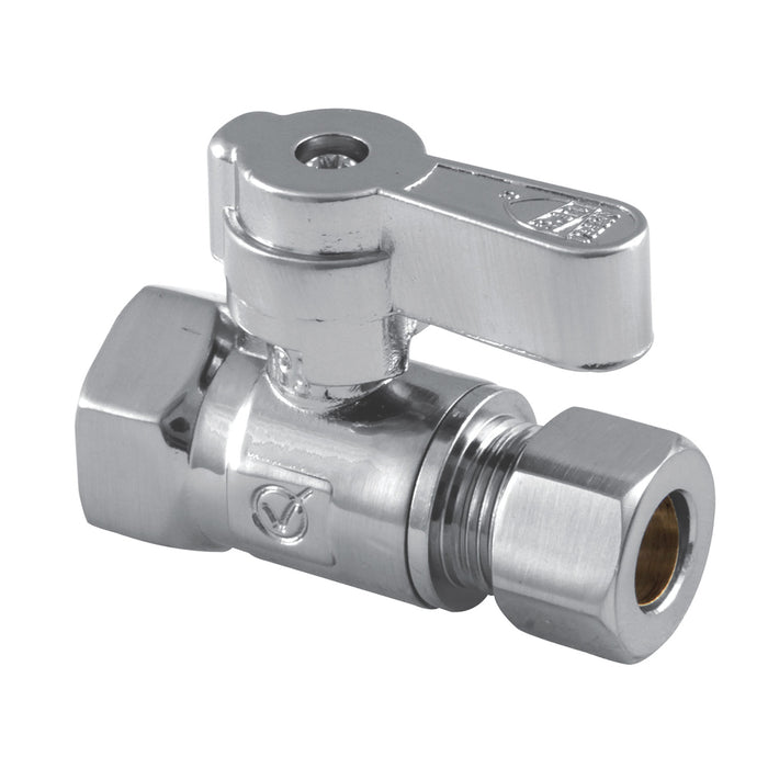 Kingston KF3315 3/8-Inch FIP x 3/8-Inch O.D. Comp Quarter-Turn Straight Shut-Off Valve, Polished Chrome