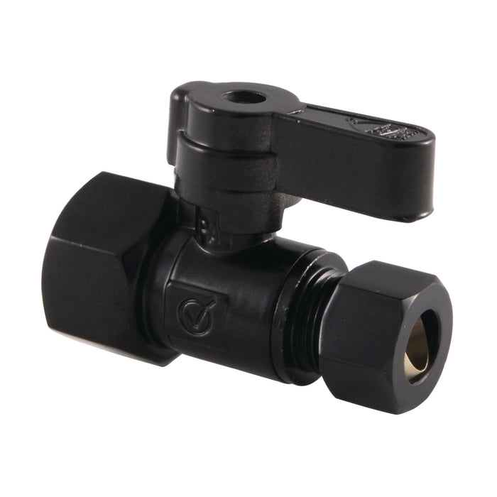 Kingston KF4315MB 1/2-Inch FIP x 3/8-Inch O.D. Comp Quarter-Turn Straight Shut-Off Valve, Matte Black