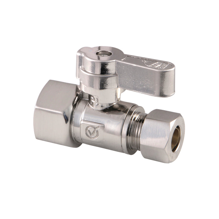 KF4315SN 1/2-Inch FIP x 3/8-Inch OD Comp Quarter-Turn Straight Stop Valve, Brushed Nickel