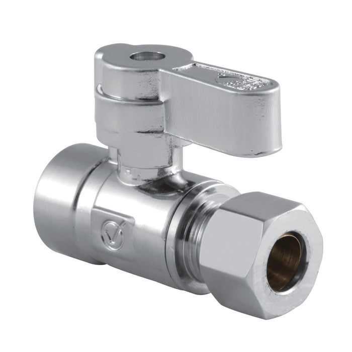 Kingston KF4325 1/2-Inch Sweat x 3/8-Inch O.D. Comp Quarter-Turn Straight Shut-Off Valve, Polished Chrome