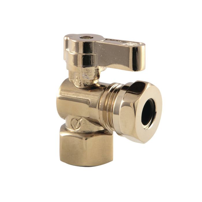 Kingston KF4410PB 1/2-Inch FIP x 1/2-Inch or 7/16-Inch Slip Joint Quarter-Turn Angle Shut-Off Valve, Polished Brass