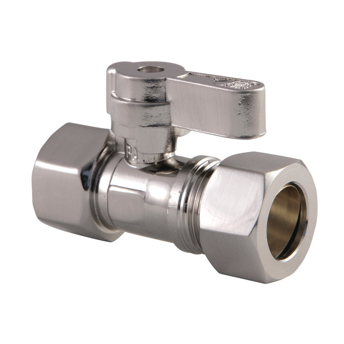 Kingston KF4515SN 1/2-Inch FIP x 5/8-Inch O.D. Comp Quarter-Turn Straight Shut-Off Valve, Brushed Nickel