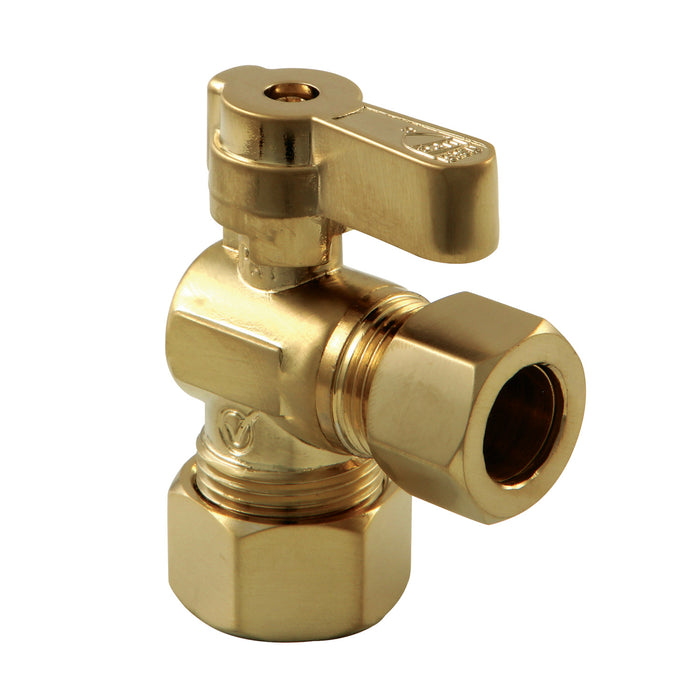 Kingston KF5440BB 5/8-Inch O.D. Comp x 1/2-Inch O.D. Comp Quarter-Turn Angle Shut-Off Valve, Brushed Brass