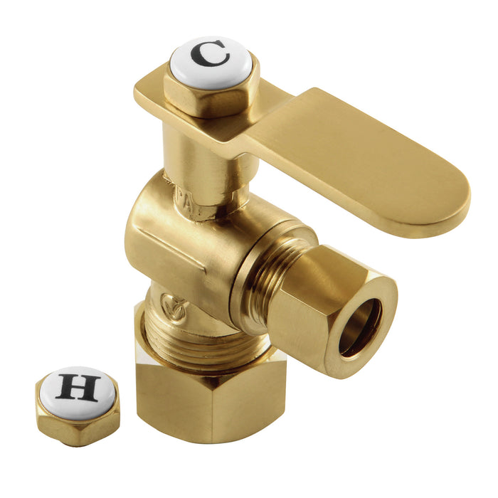 Kingston Sona KL5330BB - Whitaker 5/8-Inch O.D. Comp x 3/8-Inch O.D. Comp Quarter-Turn Angle Shut-Off Valve, Brushed Brass