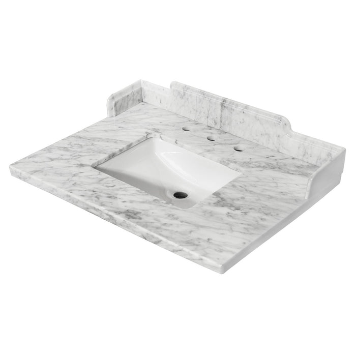 Pemberton KMS3022M38SQ 30-Inch Carrara Marble Vanity Sink Top, Carrara White