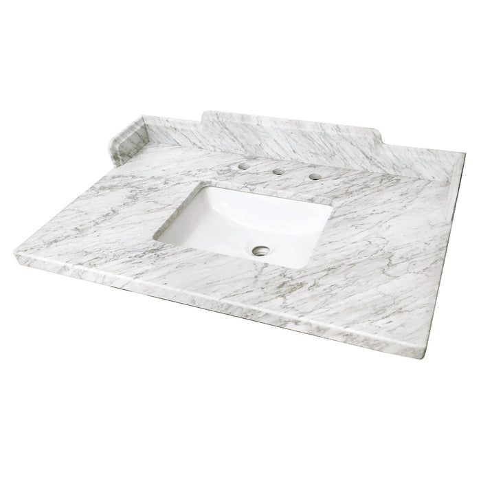 Pemberton KMS3622M38SQ 36-Inch Carrara Marble Vanity Sink Top, Carrara White