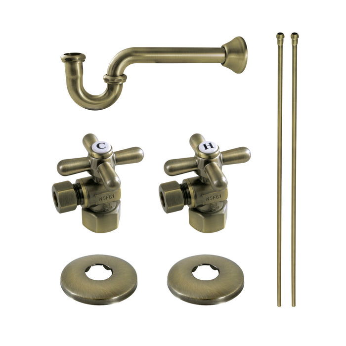 Trimscape KPK103P Traditional Plumbing Supply Kit Combo with P-Trap, Antique Brass