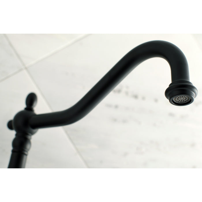 Kingston Heirloom KS1020PX - Heritage Two-Handle 3-Hole Wall Mount Roman Tub Faucet, Matte Black