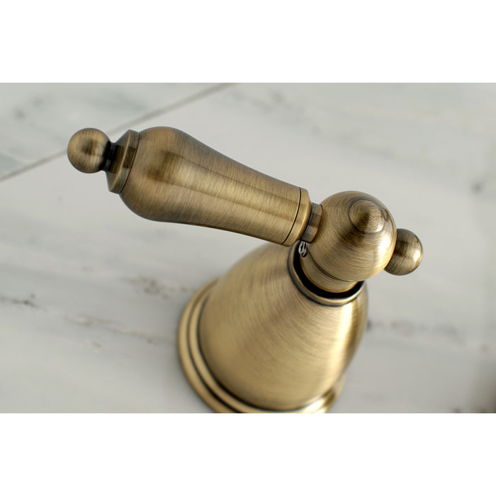 Heritage KS1023AL Two-Handle 3-Hole Wall Mount Roman Tub Faucet, Antique Brass