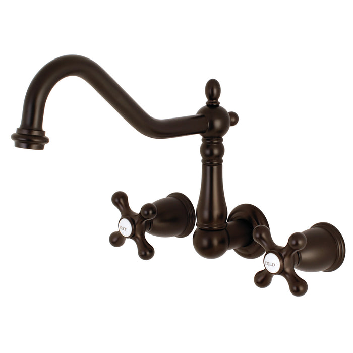 Heritage KS1025AX Two-Handle 3-Hole Wall Mount Roman Tub Faucet, Oil Rubbed Bronze