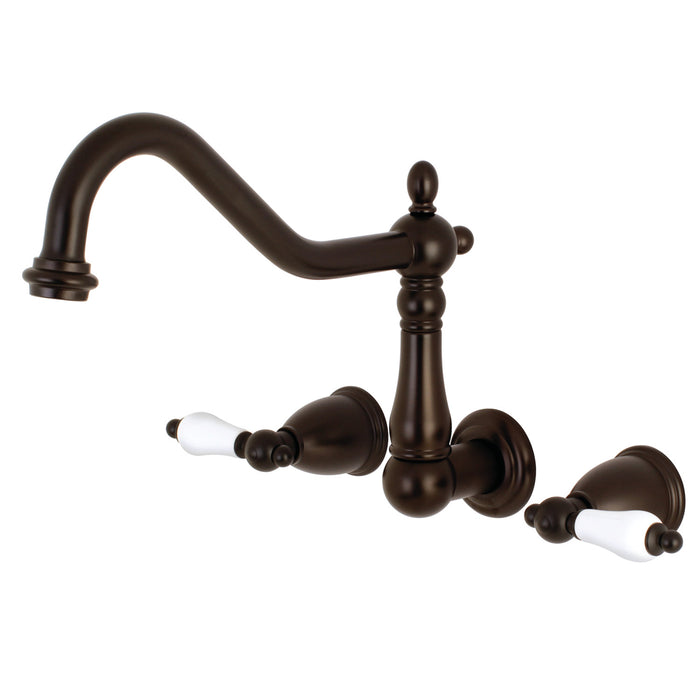 Kingston Heirloom KS1025PL - Heritage Two-Handle 3-Hole Wall Mount Roman Tub Faucet, Oil Rubbed Bronze