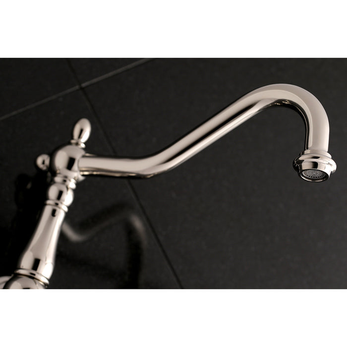 Kingston Heirloom KS1026PL - Heritage Two-Handle 3-Hole Wall Mount Roman Tub Faucet, Polished Nickel