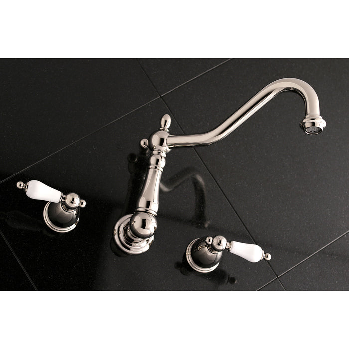 Heritage KS1026PL Two-Handle 3-Hole Wall Mount Roman Tub Faucet, Polished Nickel